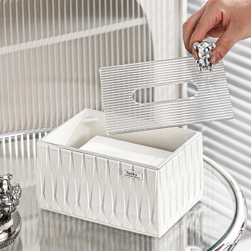 New removable tissue box ceramic simple style household tissue box personalized living room light luxury face towel storage box