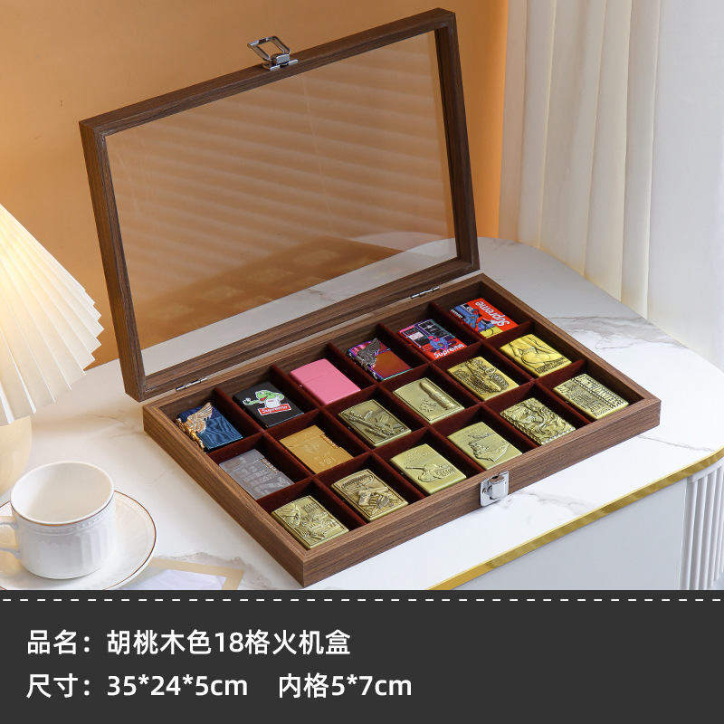 zippo打火机收纳盒火机展示架收藏盒子展览透明带盖防尘大容分区|undefined
