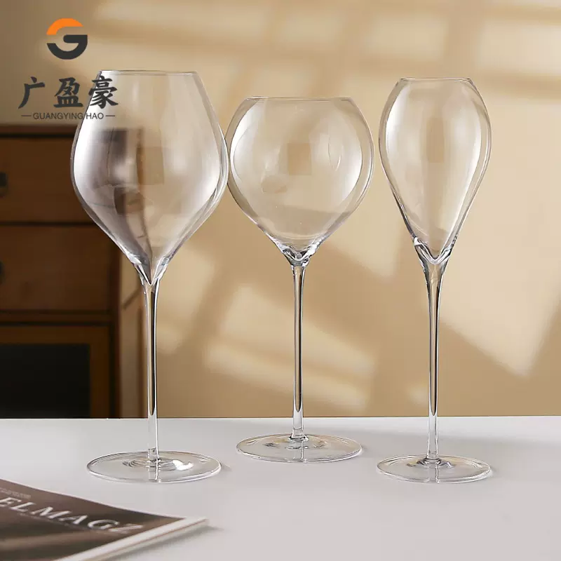 家用超薄无极气泡酒杯纯手工水晶玻璃轻奢细杆红酒杯葡萄酒香槟杯