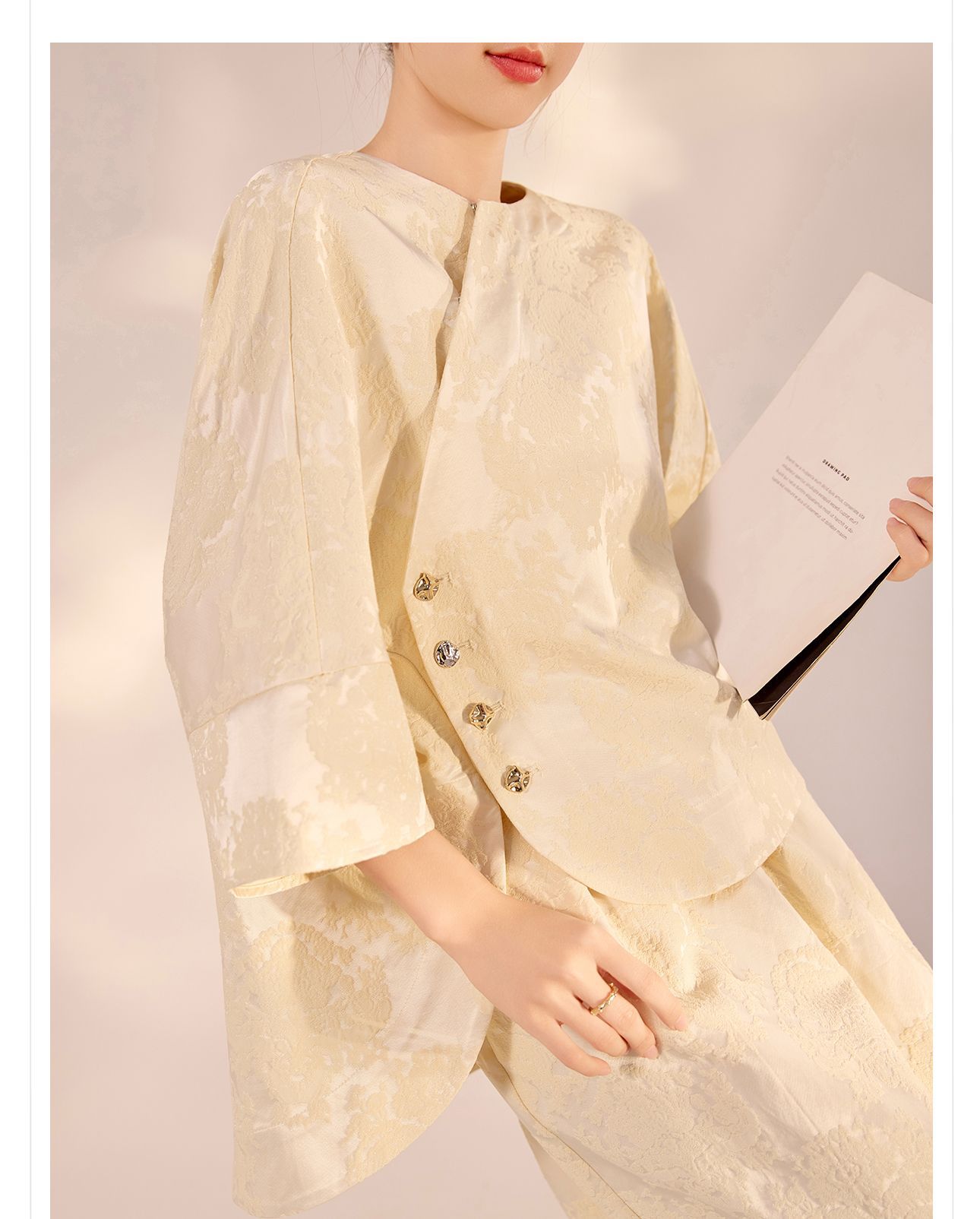 Bộ áo chân váy phong cách Trung Quốc mùa xuân hè chất liệu rayon rộng rãi — Áo, Váy nửa chi tiết 10