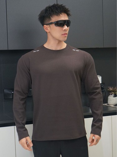 American Spring and Autumn New Trend Fitness Sports Basic Top Casual Everyday Japanese Crew Neck Stylish Long Sleeve T-shirt