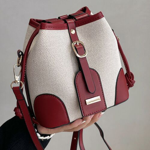 Luxury Canvas Contrast Color Crossbody Bucket Bag for Women - Summer 2024 New Trendy, Niche Design, Versatile Single Shoulder Bag