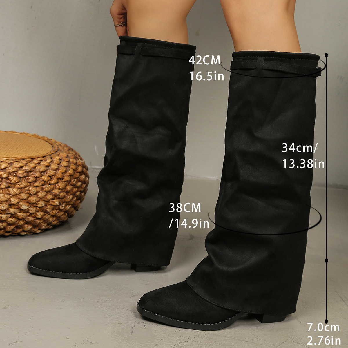 Bottines grandes tailles transfrontalières pour femmes, collection automne-hiver 2025, nouveauté tendance, bout pointu, talon compensé, export_voghion.com
