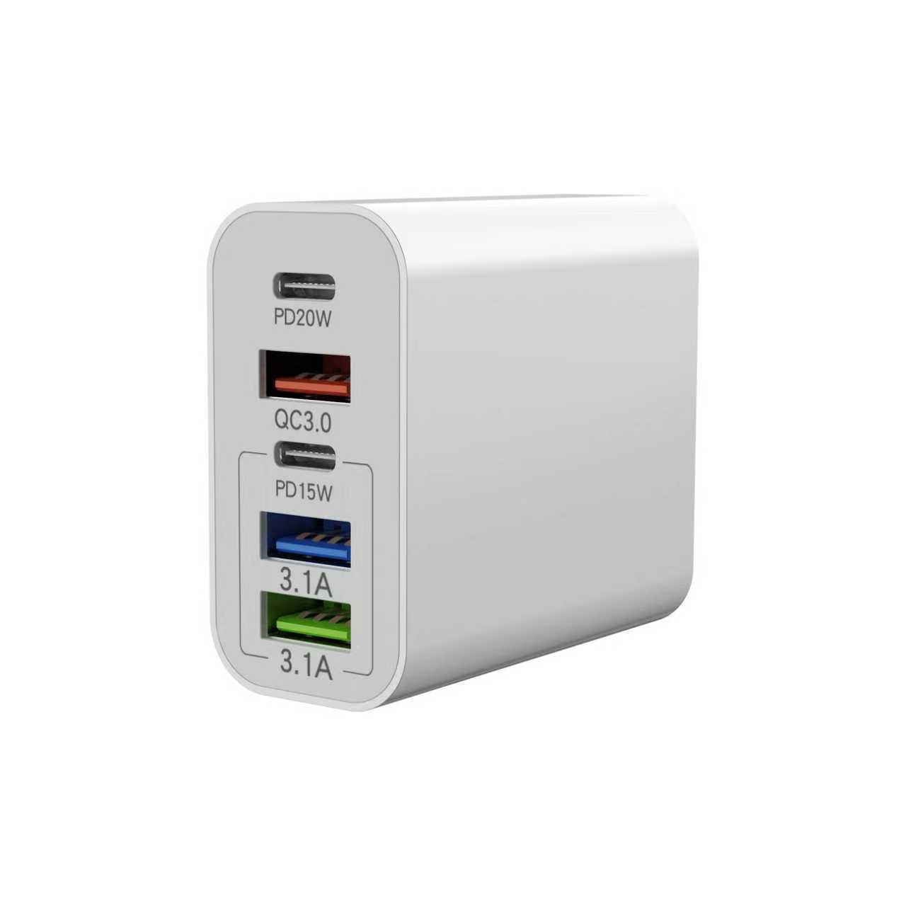 Cargador multipuerto transfronterizo PD65W Europa y Estados Unidos 2PD + 3USB cabezal de carga multipuerto para cabezal de carga de Apple