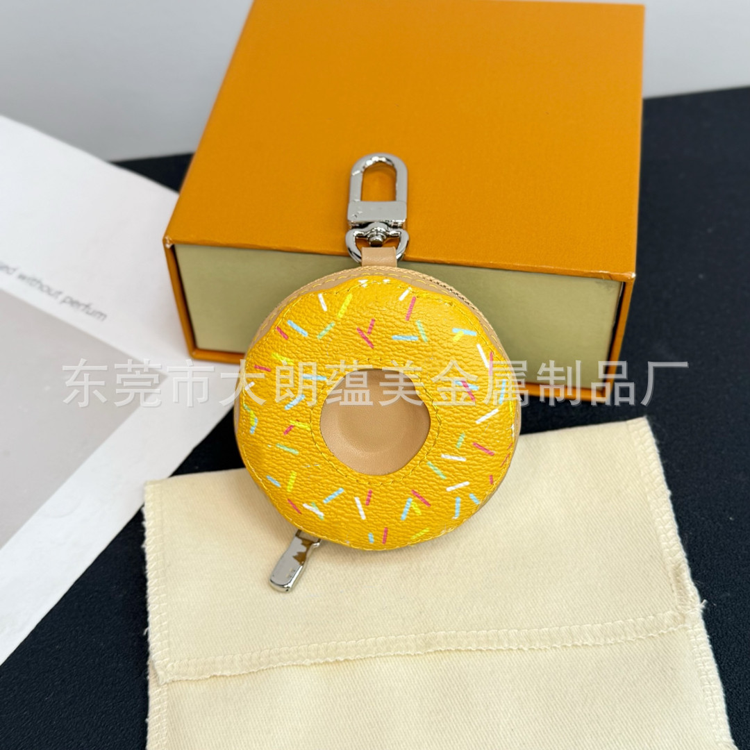 Colgante Monedero en Forma de Dona de Cuero PU Decorativo para Bolsa y Coche
