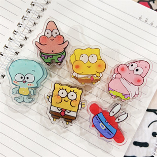 Spongebob hand account clip double-sided girl heart fish tail clip transparent acrylic desktop storage cartoon clip