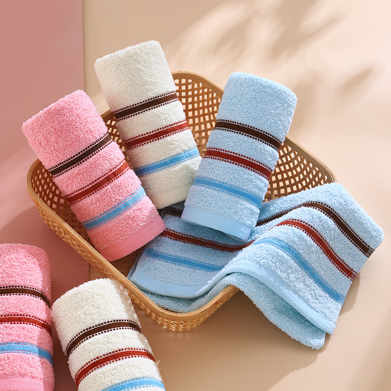 towel cotton wholesale plaid polyester cotton towel gift hotel household adult cotton face towel soft absorbent