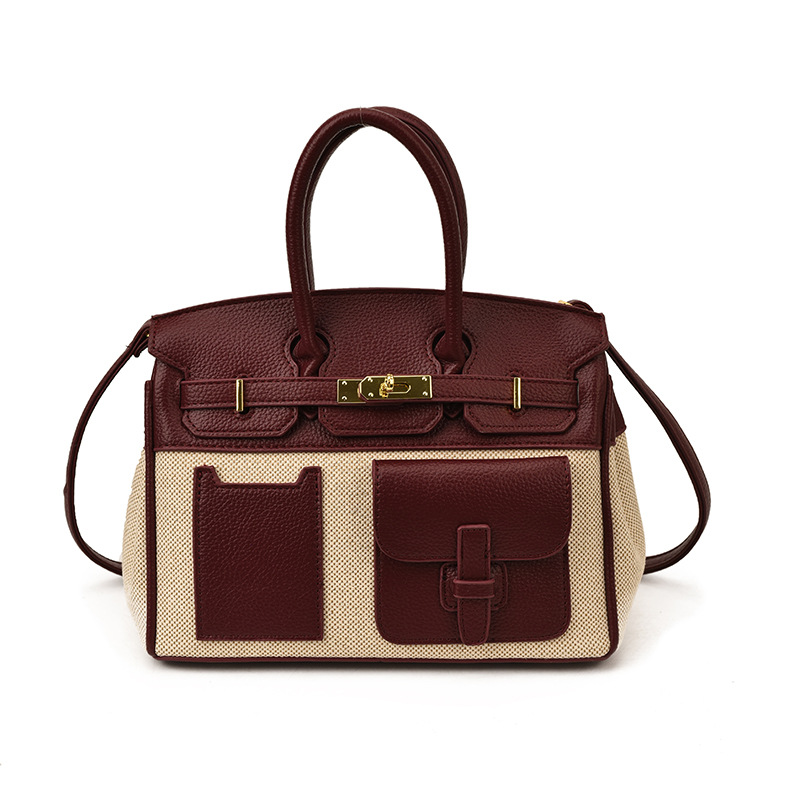 Bolso de mujer 2025 nuevo color transfronterizo de platino bolso de mano tote de gran capacidad de transporte universal mochila de hombro