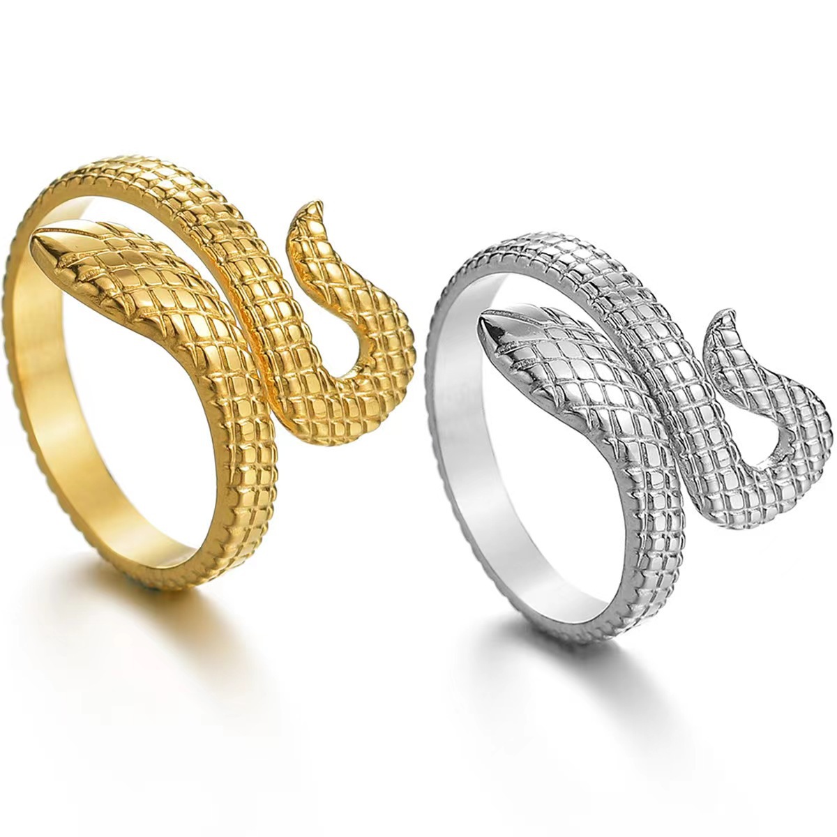 Elegant Snake Titanium Steel Open Ring In Bulk display picture 1