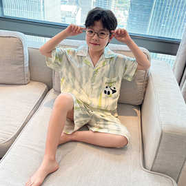 男童夏季睡衣套装夏装青少年夏款2026薄款男孩中大儿童家居空调服