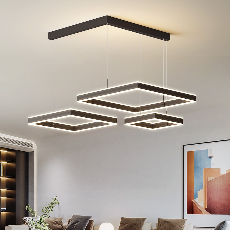 Post-moderna Luz de lujo sala de estar lámpara cuadrada duplex hueco diseñador modelo habitación italiana simple comedor dormitorio lámpara