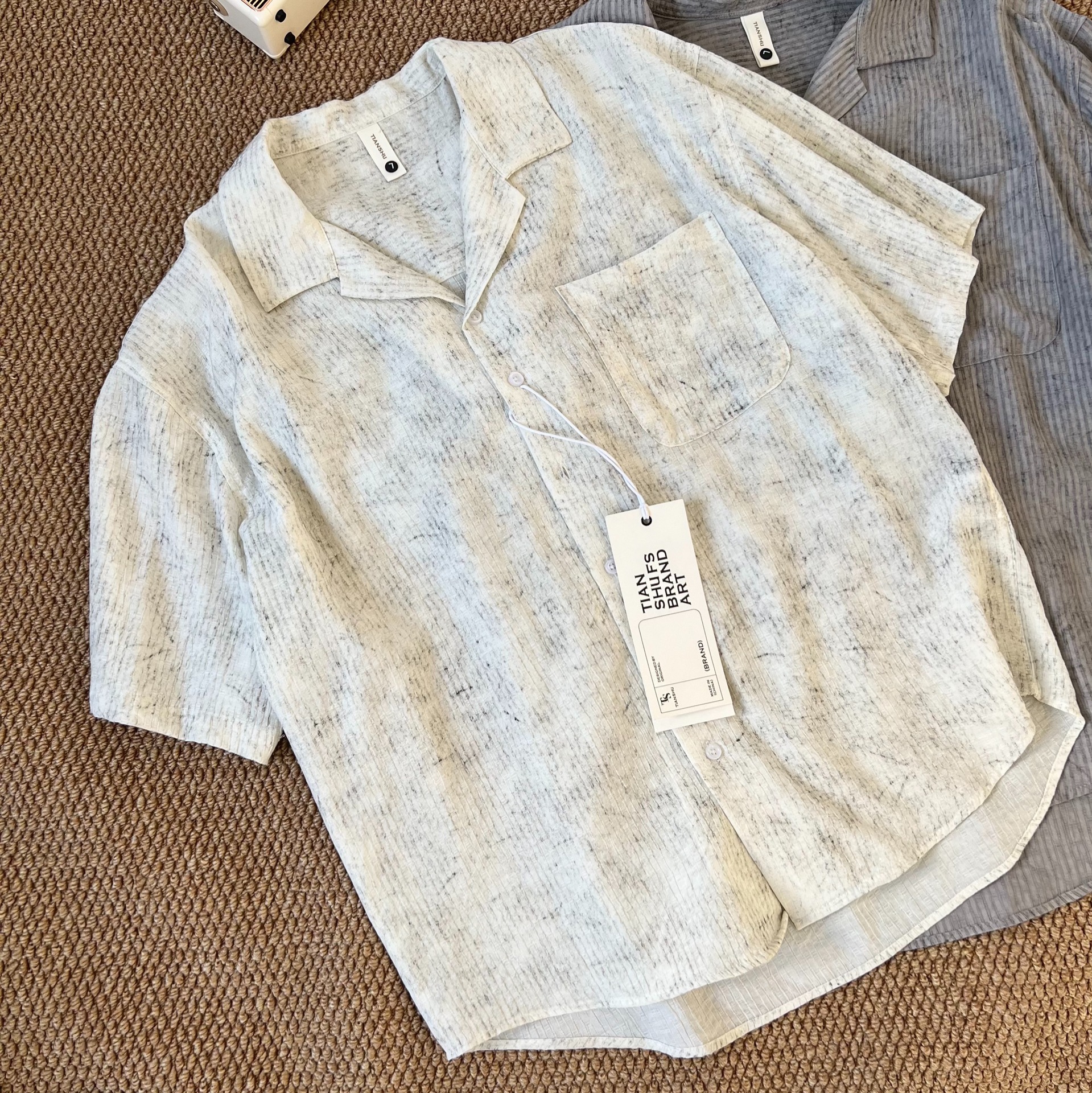 Herren Hemd Mit Cuban Kragen Tie Dye Design Locker Casual_voghion.com