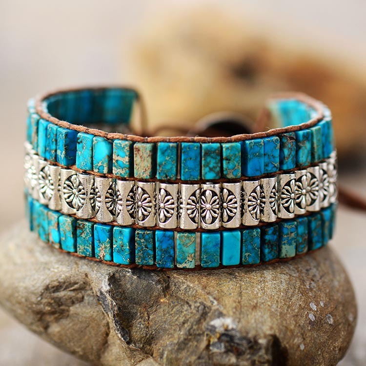 Cross-border New Handmade Beaded Bracelet Emperor Stone Antique Metal Beads Woven Bracelet European and American Popular Jewelry
