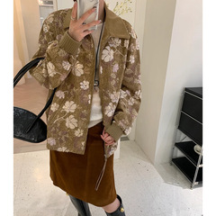 现货新中式重工珠绣翻领拉链宽松夹克秋小众复古显瘦休闲长袖外套
