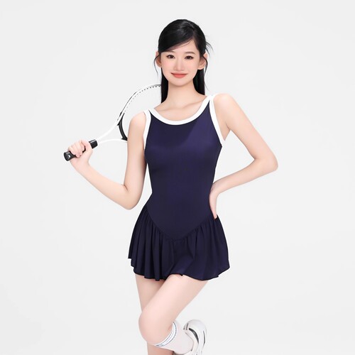 One-piece swimsuit for women, 2025 new style, conservative belly-covering and slimming design, student holiday swimwear, sweet and brightening look