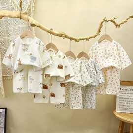 儿童夏季家居服男童薄款睡衣中小童空调服女童休闲韩版七分袖套装