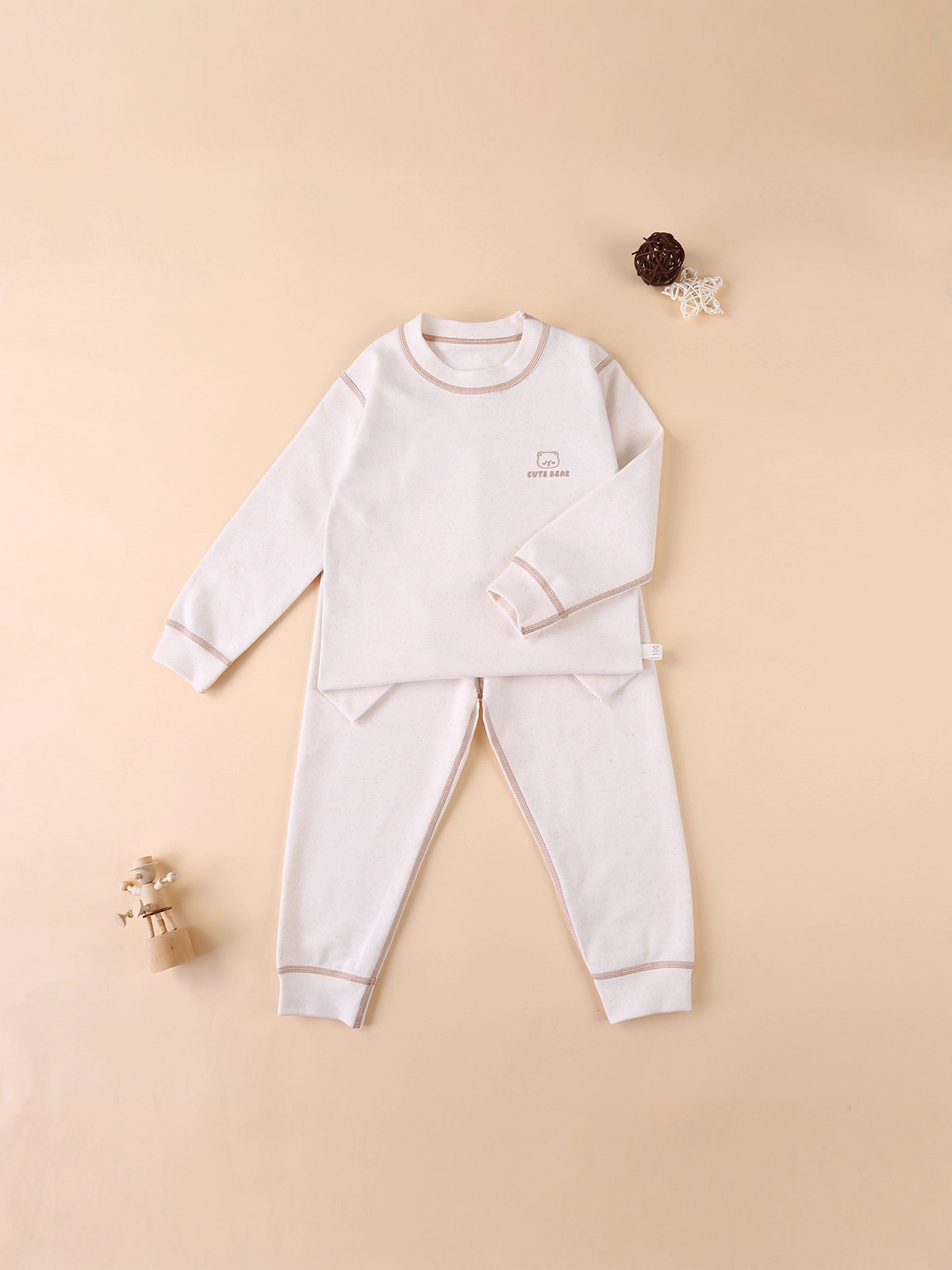 Baja interior de algodón engrosado pijamas bebés pijamas transpirables para niños y niñas y niñas hilo de color antibacteriano abrigo de otoño conjunto de pantalones de otoño