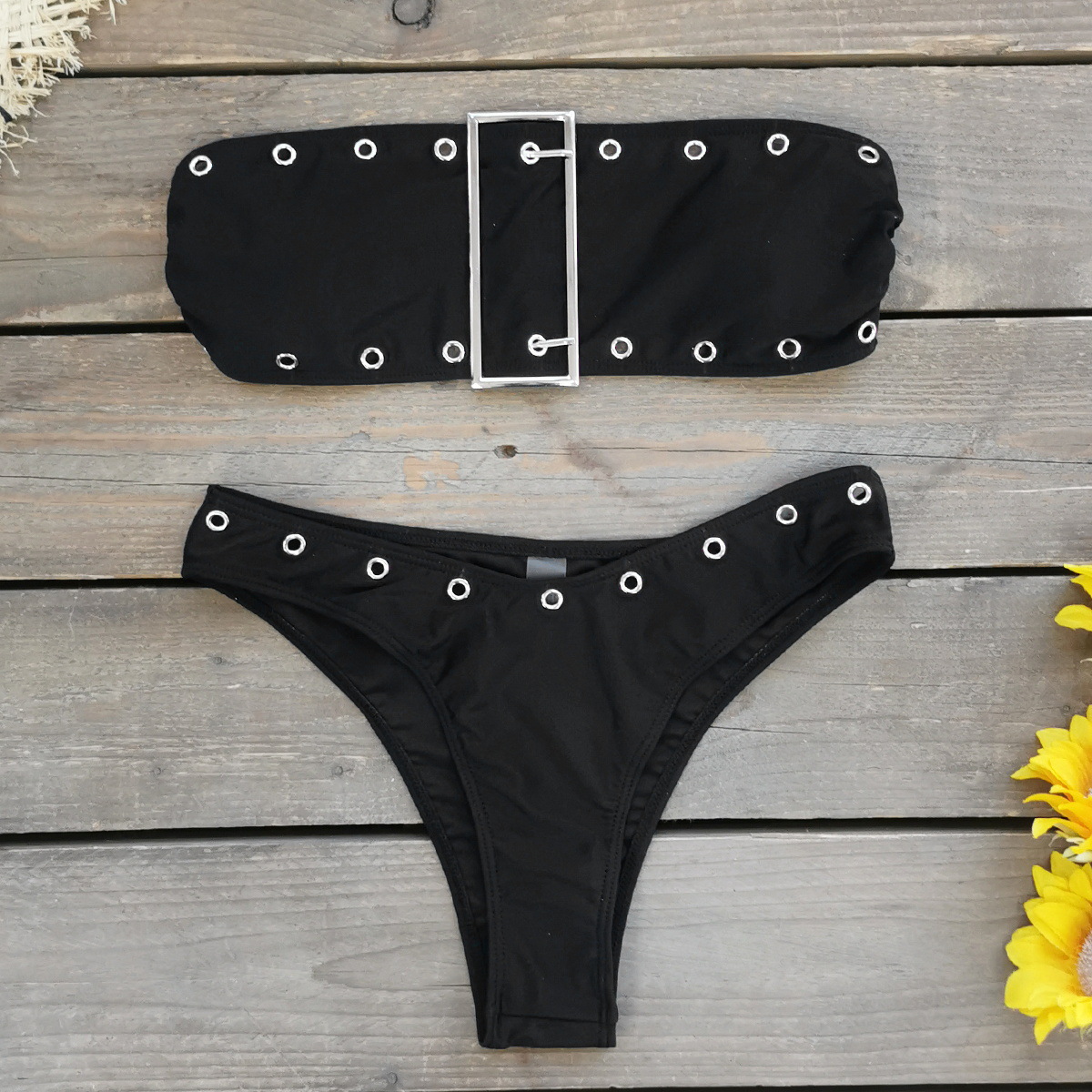 107g Weight Sexy Feel Of Sensation Mid Waist Panties Waist Bikini Panties Style Polyester Fabric Type Swimming Pool, Beach Occasion Solid Color Pattern Women's Gender Round Hole Design Women's Solid Color Round Hole Bikinis Swimwear 7