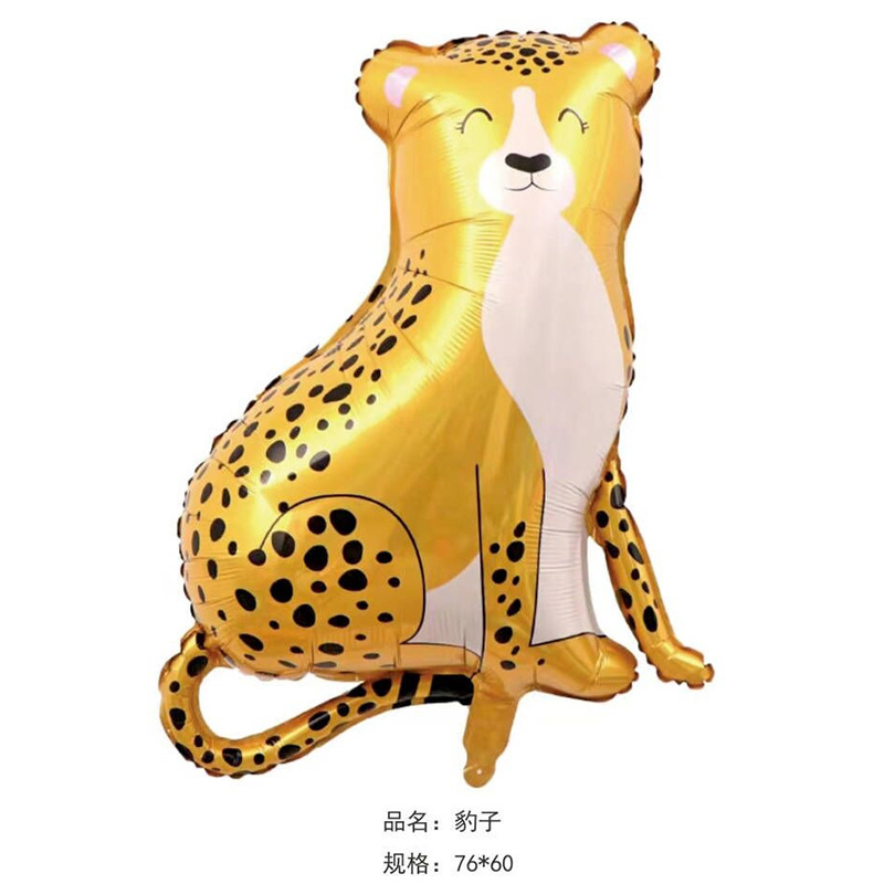 Nuevo animal de dibujos animados película de aluminio globo leopardo sentado león cocodrilo tema decoración de cumpleaños fiesta globo