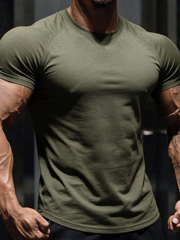 Cross - Border European Yard Summer Fitness Men 's Sports Short Sleeve T - shirt Ring Ring basket Training American sudando Top image 4