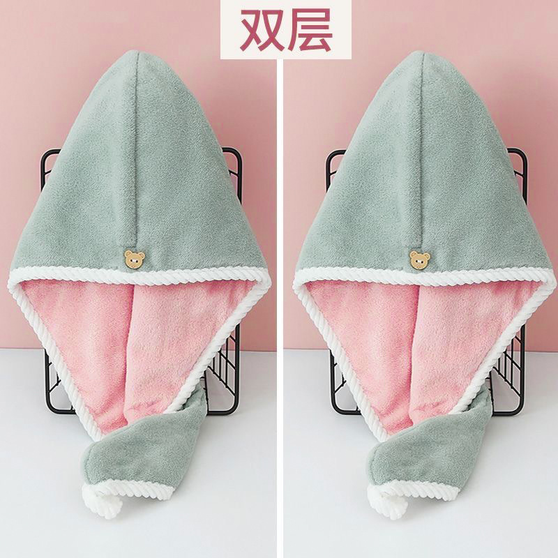 Gorro de secado del cabello Pañuelo engrosado para mujeres Cepillo de lavado del cabello Toalla de secado súper rápido Toalla de terciopelo de coral Toalla de secado lindo gorro de ducha