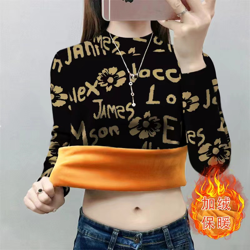 두꺼운 벨벳 올인원 벨벳 어머니복 겨울 신상 긴팔 반고 칼라 패셔너블한 프린트 따뜻한 상의와 하의 셔츠