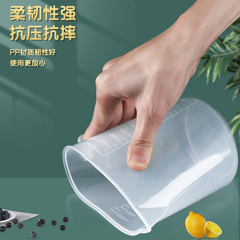 Plastic Measuring Cup Set with Scale, Transparent Beaker with Lid, Measuring Tool Cup, Milk Tea Shop Large Capacity Measuring Cup