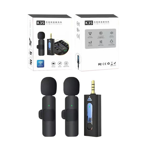 Wireless microphone Bluetooth live broadcast microphone 3.5 live sound card lavalier microphone one to two lavalier microphone