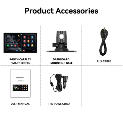 Cross-Border 9inch Smart Screen Portable Screen Wireless Android Car Central Control Multimedia Recorder High-Definition Reversing Image (Simsiz CarPlay və Android Auto) - t-88-9inch-ordinary-model-without-rear-camera-overseas-export-version