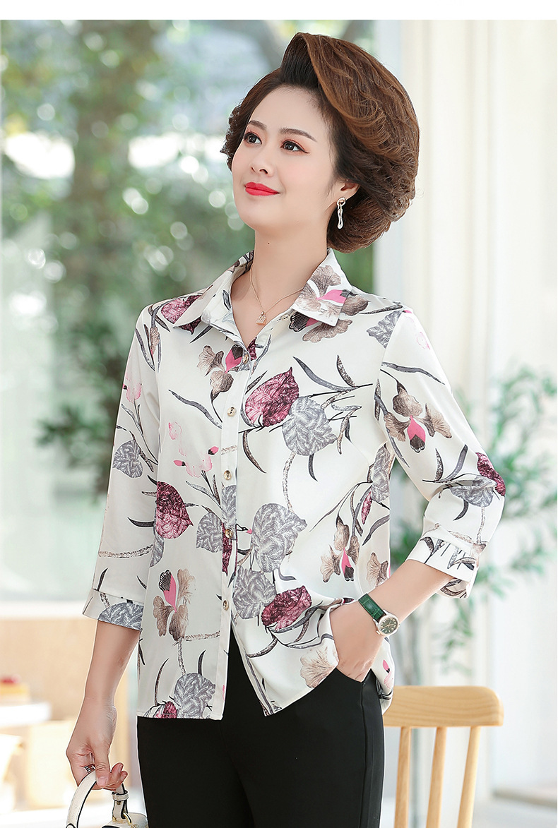 七分袖印花女士衬衫
