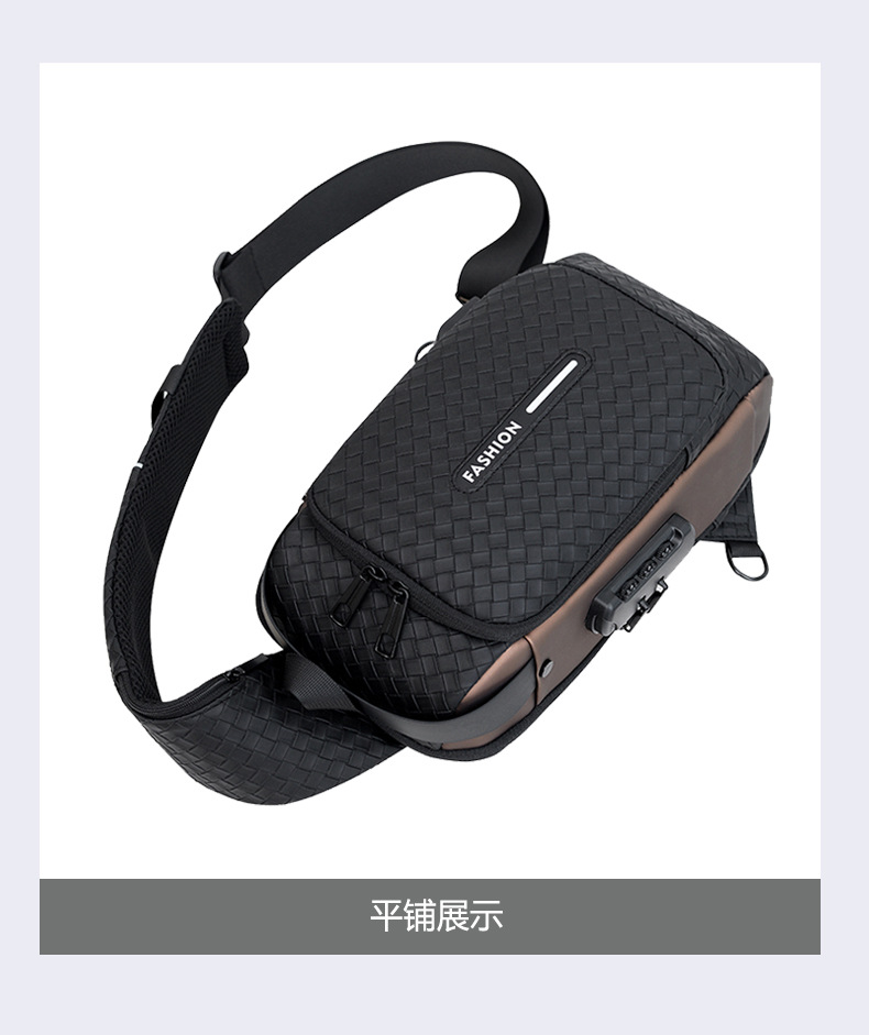 Cross-border men's chest bag, anti-theft password lock, single-shoulder bag, casual and simple crossbody bag, water-resistant outdoor storage chest bag undefined