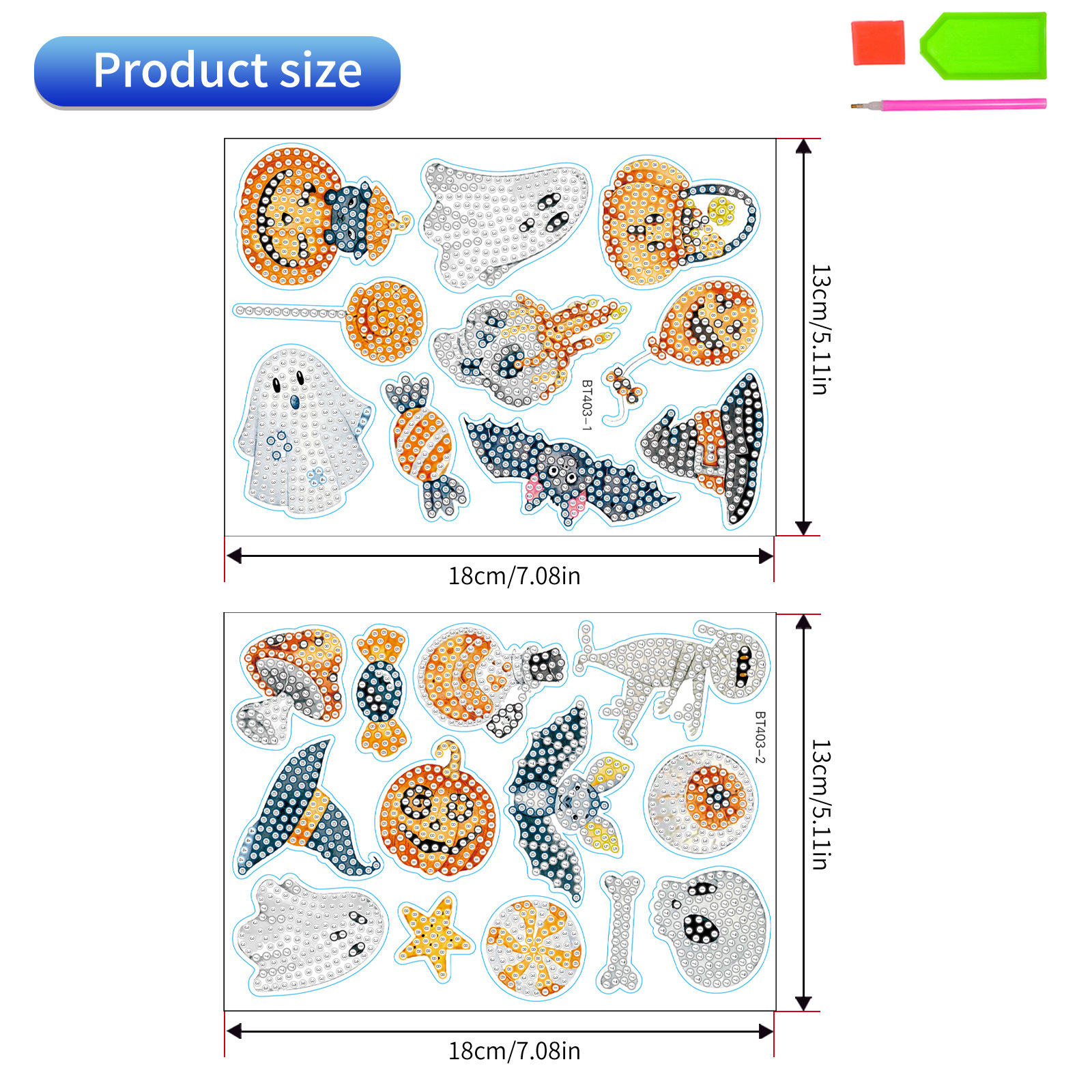 Venta caliente dibujos animados Halloween pintura de diamantes pegatinas al azar pintura de mampostería de bricolaje pegatinas de pared pegatinas hechas a mano pegatinas