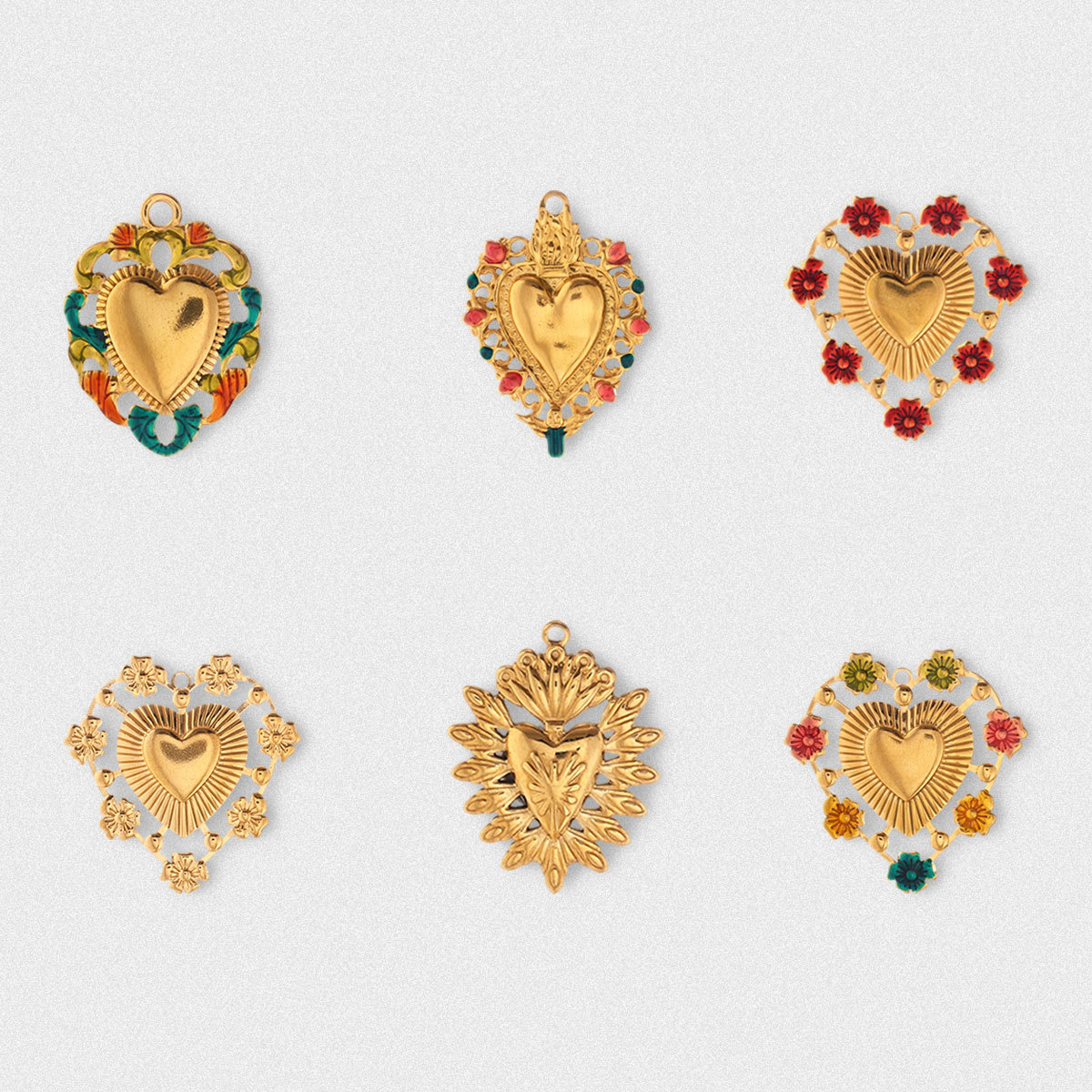 Decoding European and American Stainless Steel Necklace Accessories DIY Jewelry Cross-Border Heart Flower Colorful Accessories Titanium Steel Does Not Fade