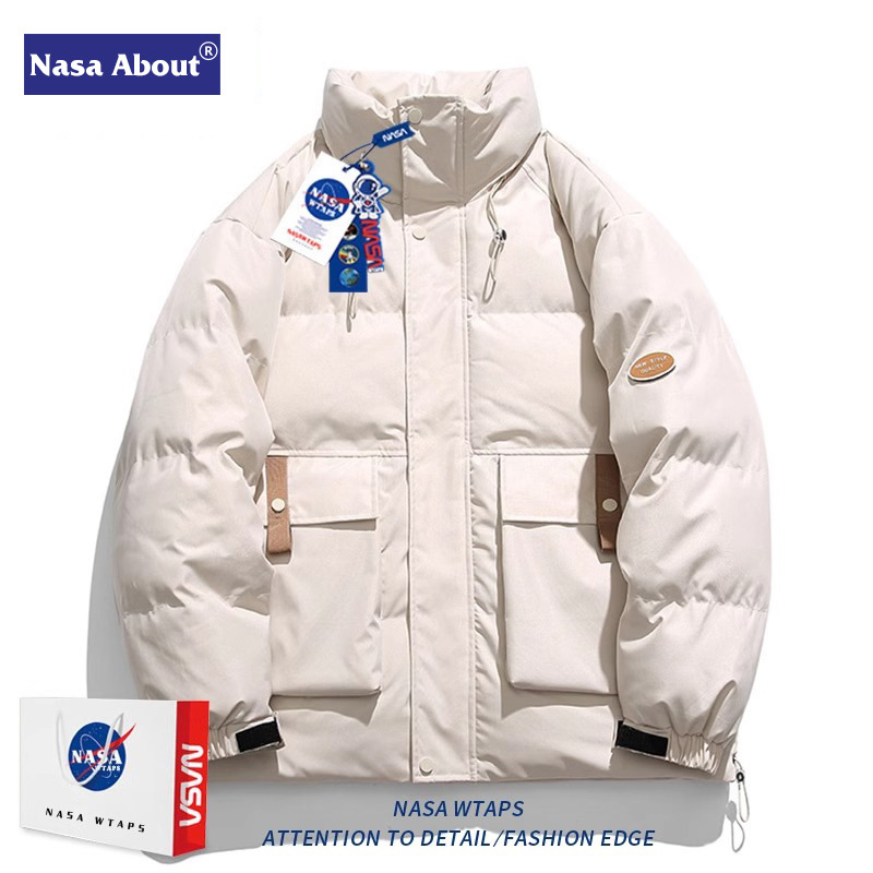 Marca de marea de la NASA, ropa de algodón de cuello vertical de hombre, ropa de algodón gruesa de invierno, ropa de pan suelta para hombres y mujeres.