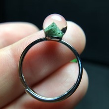 丹利水晶 绿幽灵戒指 绿幽灵圆珠戒指圈口可调节