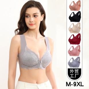 Cross-Border Foreign Trade Front Buckle Large Size No Wire Bra Big Breasts Slimming Comfortable Vest Women's Underwear Push-Up Sexy