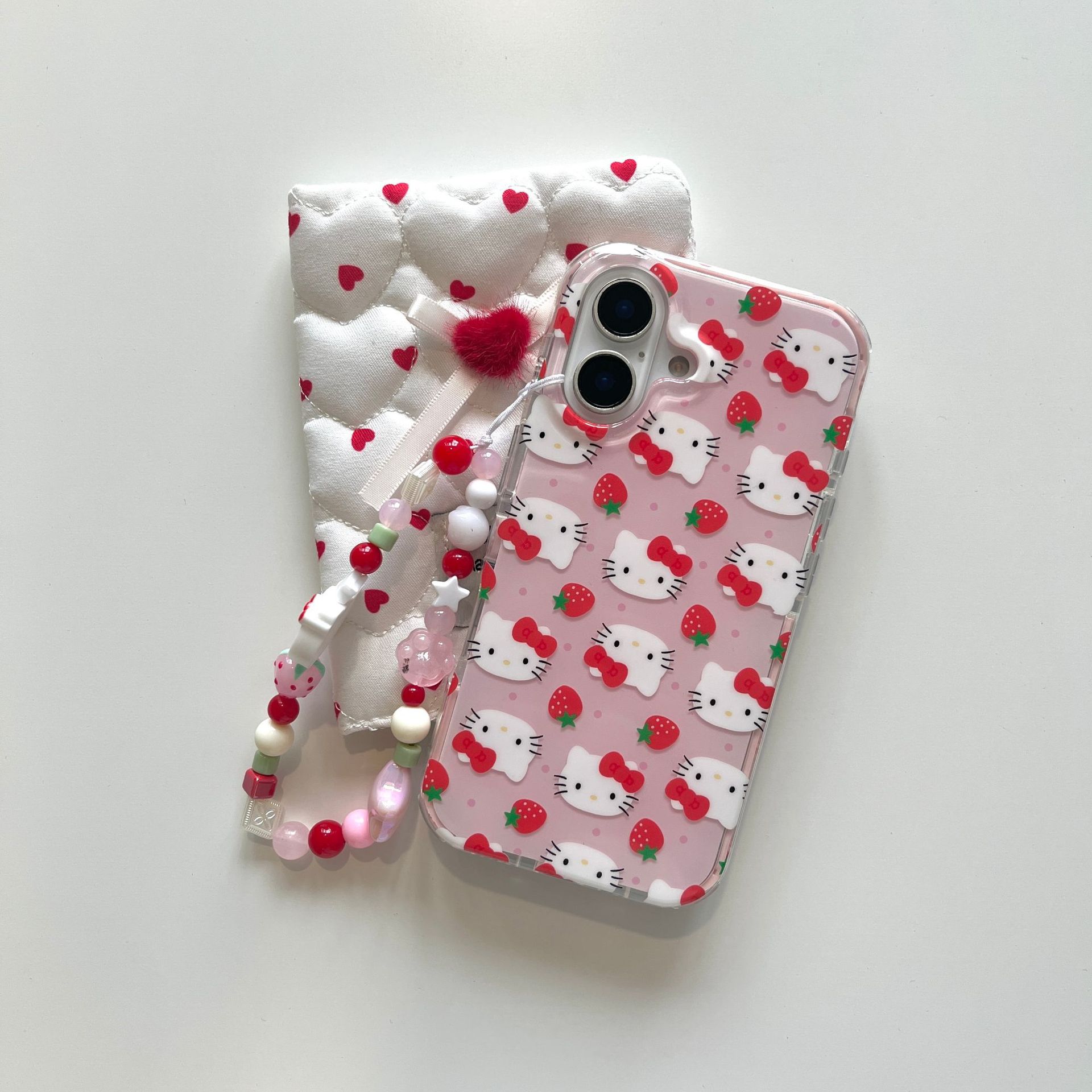 Corazón de niña linda pantalla completa KT cat para Apple 16ProMax funda para teléfono móvil 15Pro cadena 14/13 nuevo 15PM