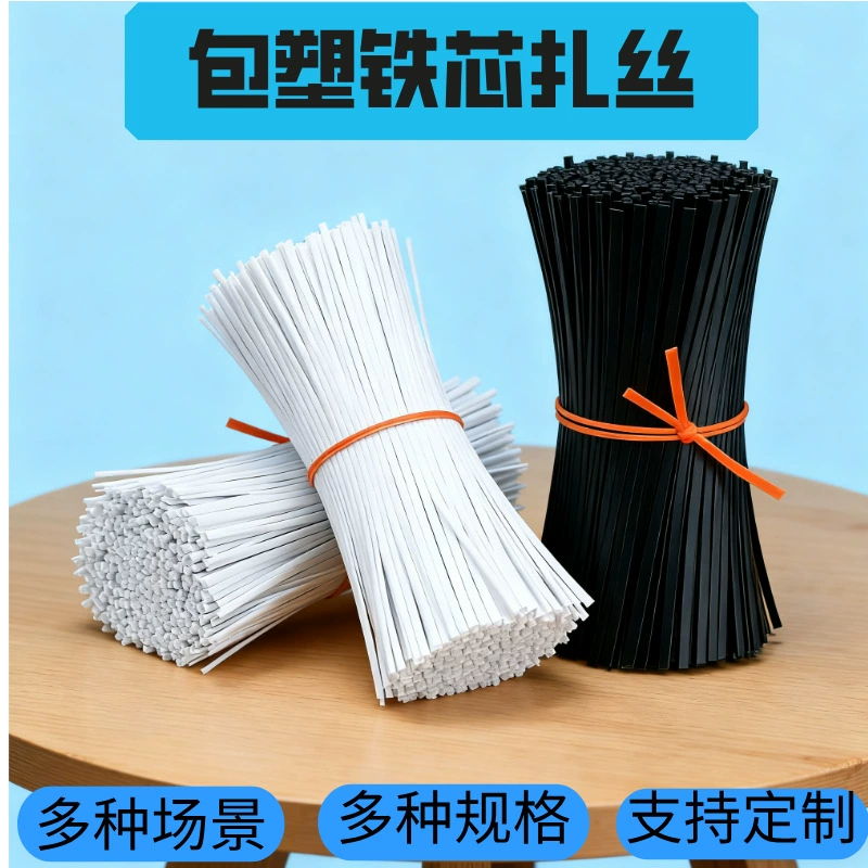 Фабрика прямых продаж PE железный сердечник с резиновой железной проволокой липкий червячный стяжка с садовым зеленым оцинкованным пластиковым покрытием