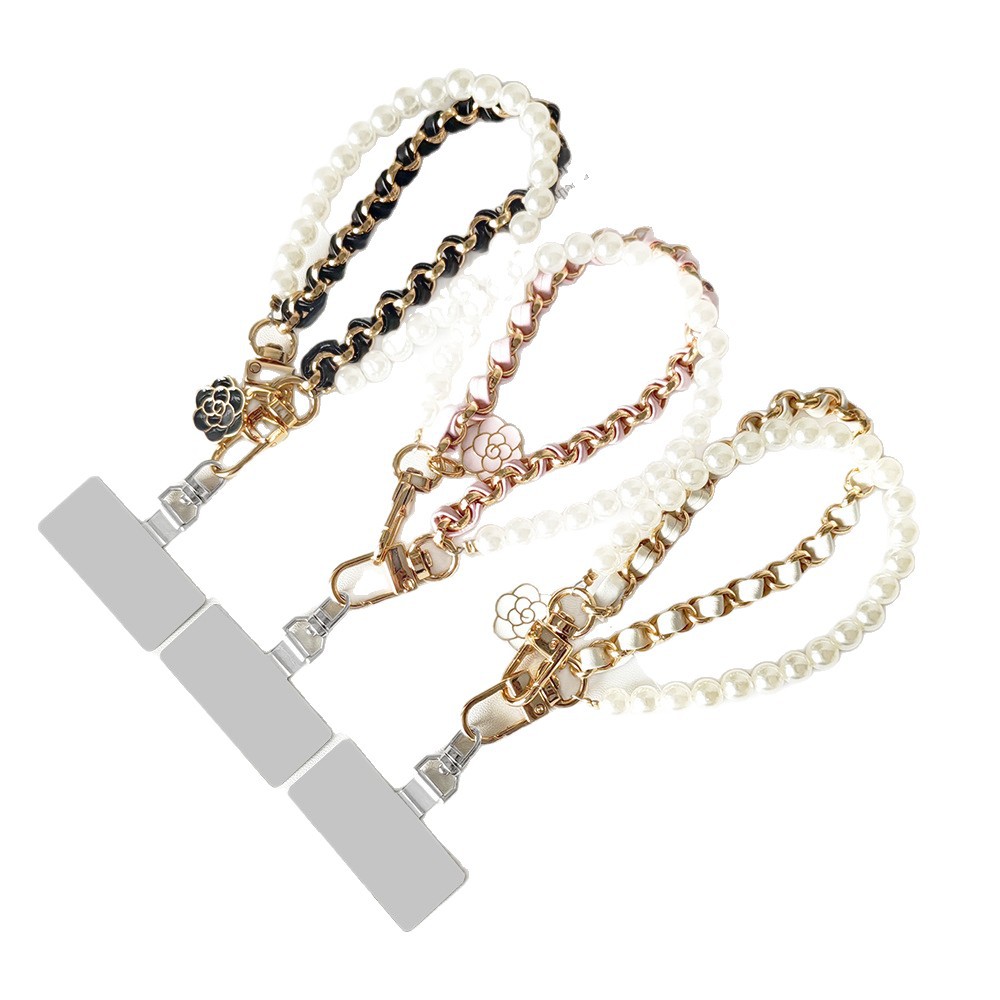 Moda pequeña fragancia teléfono móvil cuerdas de perlas cuerdas de mano cuerdas de cuero de metal cuerdas de muñeca cuerdas de teléfono móvil image 6