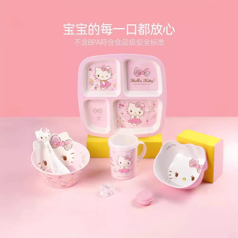 Hello Kitty, детская ложка, милая тарелка для кормления, ударопрочная мультяшная посуда