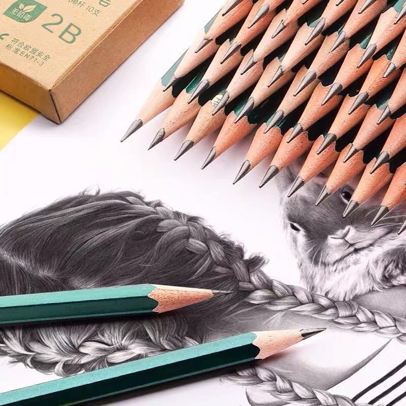2b铅笔绿色六角杆小学生铅笔儿童绘画素描铅笔学生文具HB铅笔批发|undefined