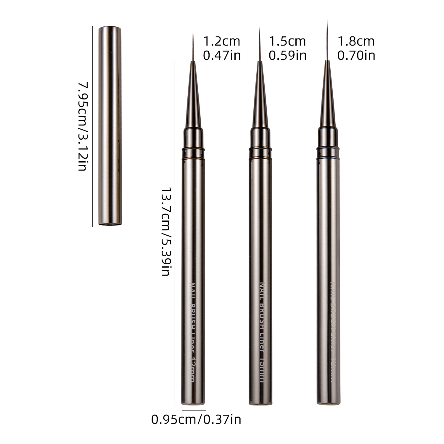 12 piezas varilla de metal cepillo de uñas traje fino pelo dibujo pluma tubo de cobre fototerapia pintura pluma línea dibujo flor herramienta