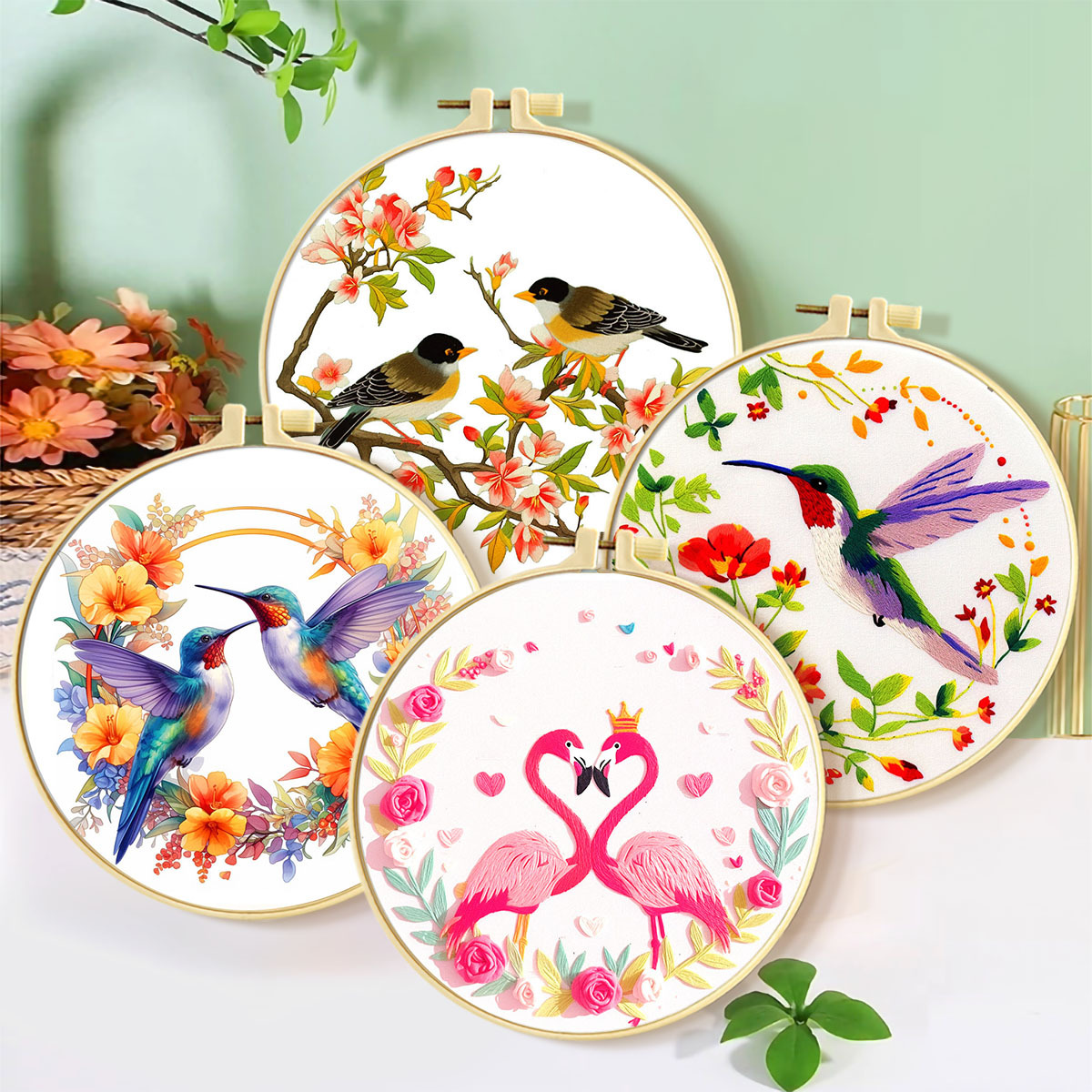 Mona Lisa Royal Cross Stitch Flower and Bird Series Estilo de comercio exterior Bolso de costura inglés hecho a mano Venta directa de fábrica