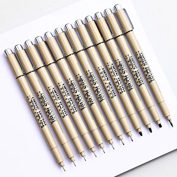 Waterproof needle pen set for hand-drawing, ultra-fine design, soft tip, quick-drying, complete set of essential line drawing pens for art