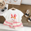 Summer sports suit, children's rabbit, T-shirt, set girl's, summer clothing