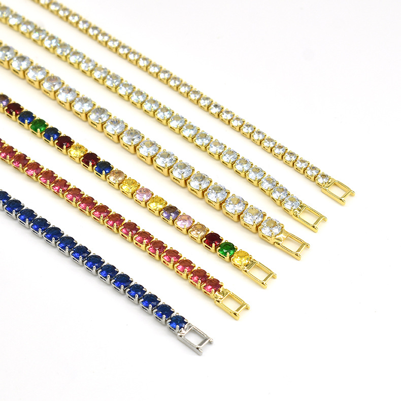 10g Weight Zircon Inlay Material Tennis Bracelet Classification Copper Chain Material Tennis Chain Chain Type 1 Piece Quantity Daily Occasion Copper Material Geometric Pattern All Seasons Season Unisex Gender Inlay Design Hip-Hop, Shiny Style Wholesale Jewelry Hip-Hop Shiny Geometric Copper Zircon Inlay Tennis Bracelet Tennis Chain 9
