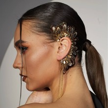 跨境新款复古羽毛耳环长款民族风波西米亚风欧美时尚流苏创意耳环