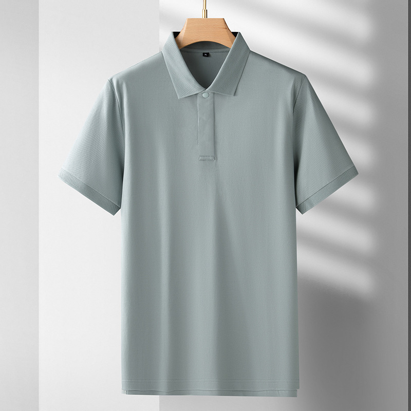 2024 plus size summer lapel T-shirt men's light luxury casual solid color short sleeve polo shirt men's fat loose T-shirt 2024 plus size summer lapel T-shirt men's light luxury casual solid color short sleeve polo shirt men's fat loose T-shirt