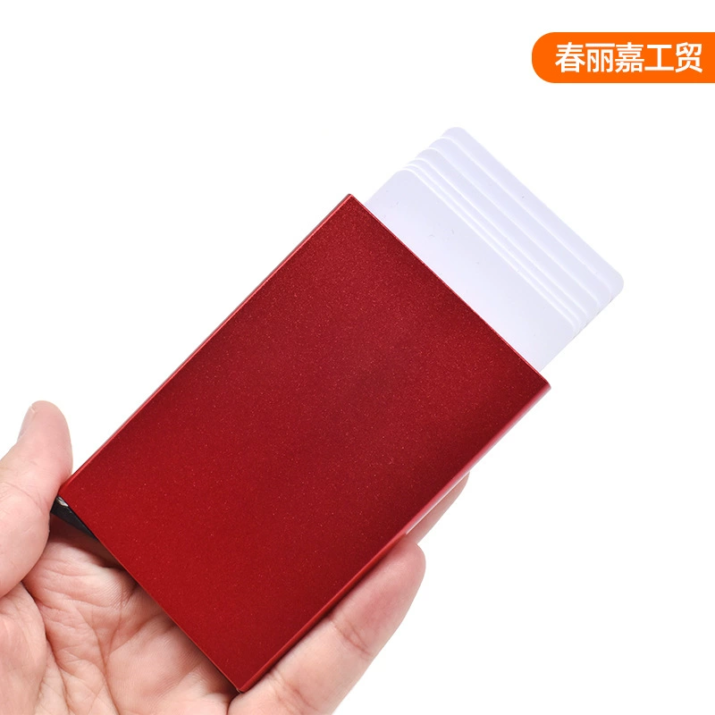 Magnet bottom push card cover aluminum alloy card clip automatic ejection card bag ID card set credit card bank card box