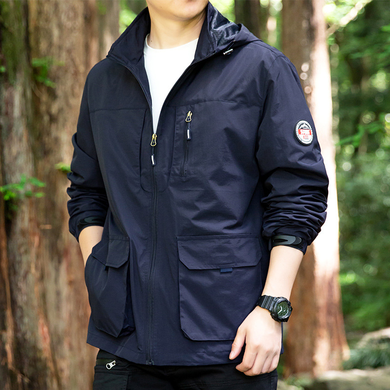 Chaqueta de primavera y otoño para hombre, exportación transfronteriza, corte holgado, multibolsillos, cortavientos, deportiva, tallas grandes. image 4